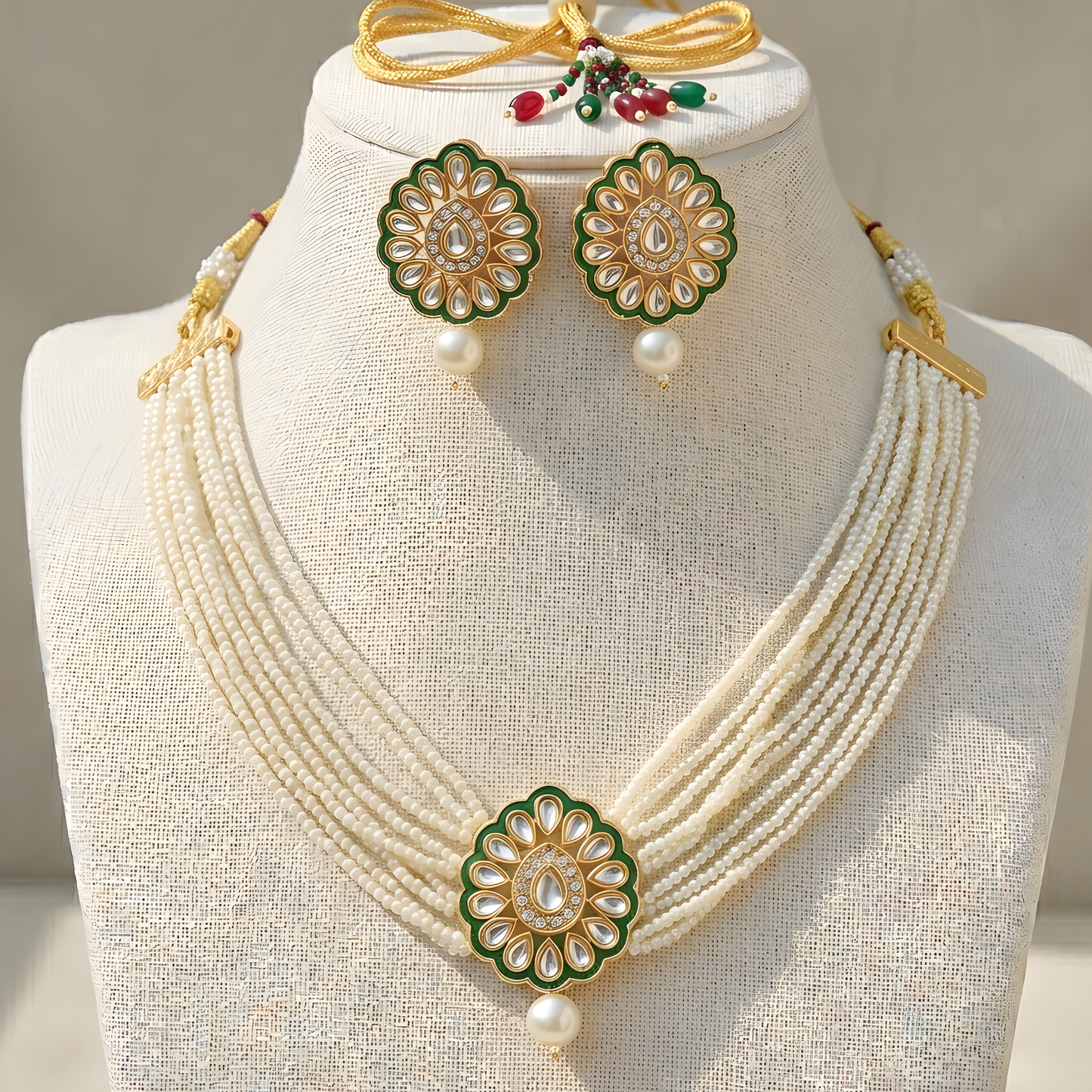 Kundan Pearl Choker Necklace Set