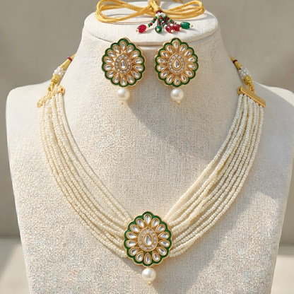 Kundan Pearl Choker Necklace Set