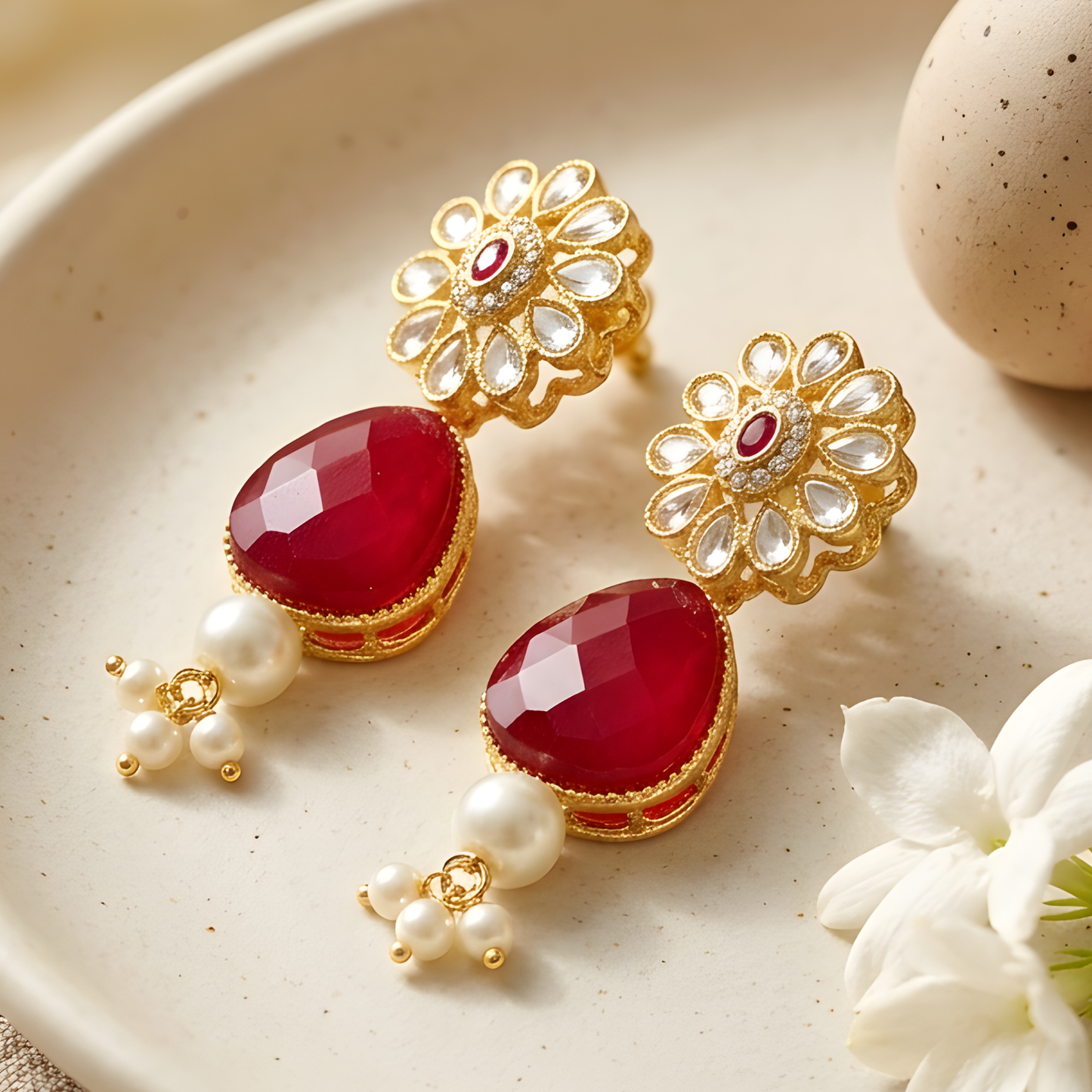Navratna-Style Multi-Stone Necklace Set