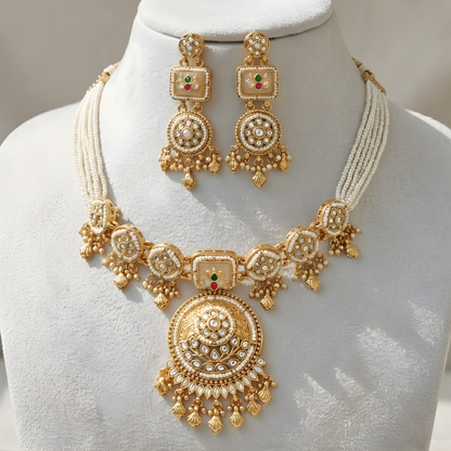 Traditional Kundan Pearl Choker Necklace Set