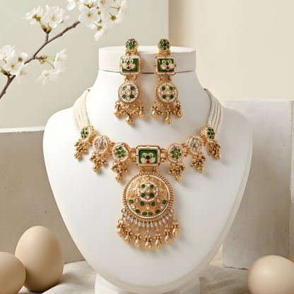 Traditional Kundan Pearl Choker Necklace Set