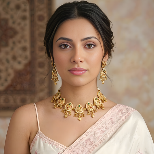 Meenakari Teardrop Necklace Set