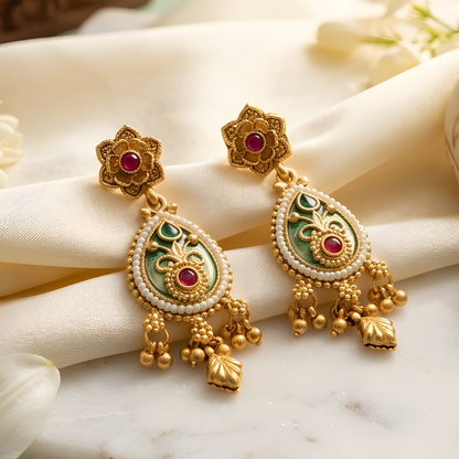 Meenakari Teardrop Necklace Set