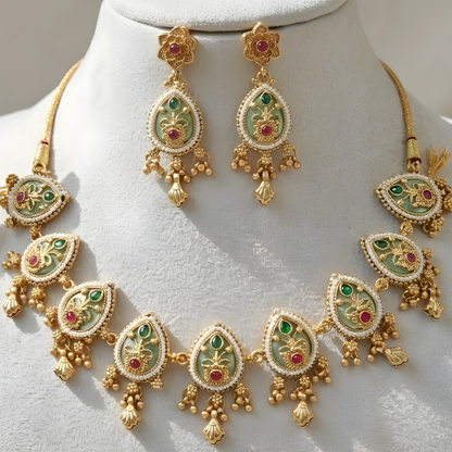 Meenakari Teardrop Necklace Set