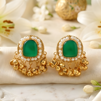 Emerald Ghungroo Stud Earrings