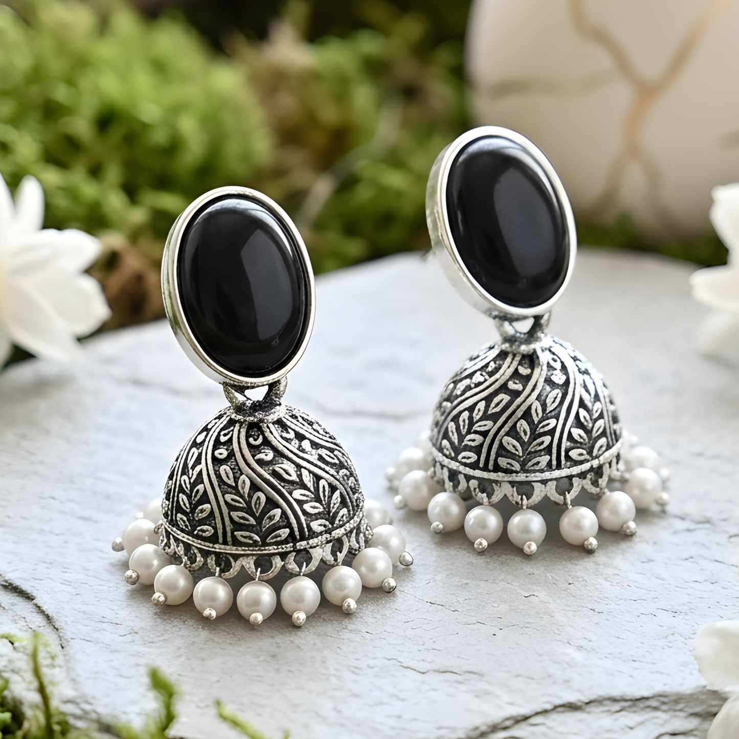 Oxidized Jhumka Earrings