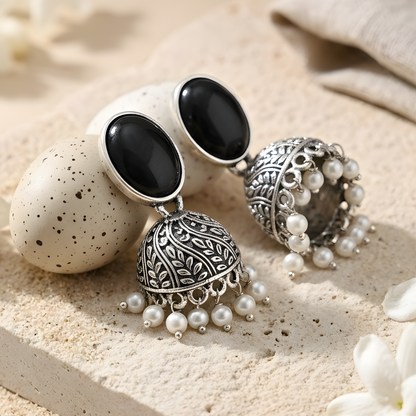 Oxidized Jhumka Earrings