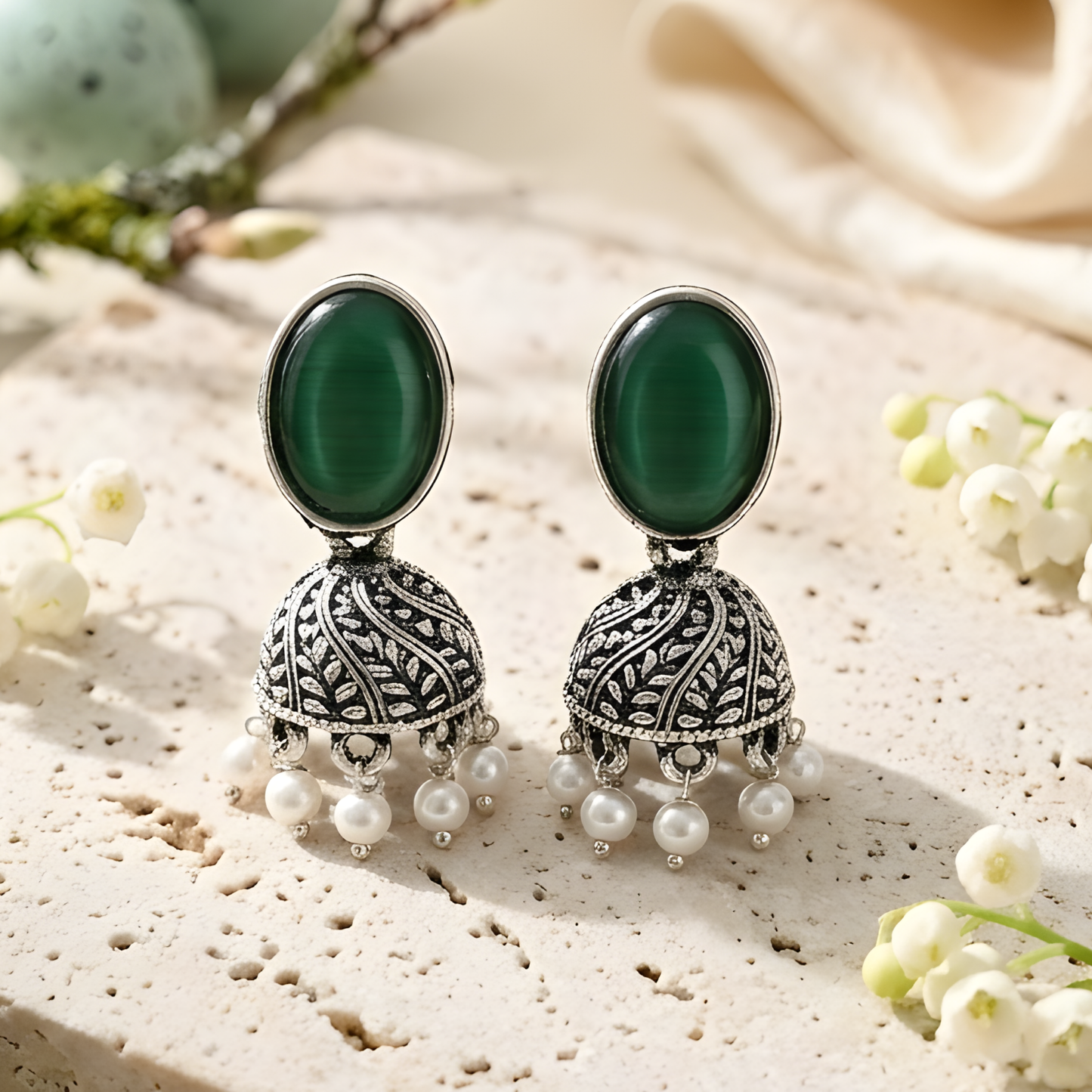 Oxidized Jhumka Earrings
