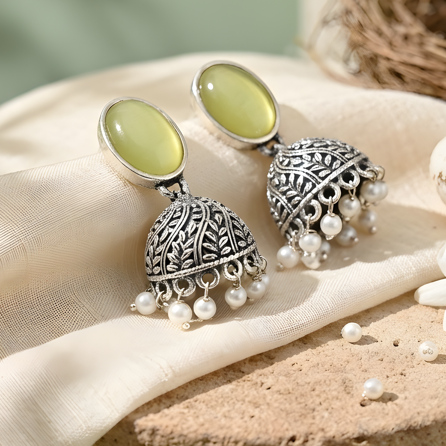 Oxidized Jhumka Earrings