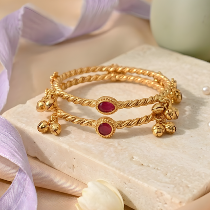 Gemstones Ghungroo Twisted Bangles
