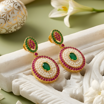 Pearl Kundan Choker Necklace Set with Earrings