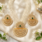 Multi-Layer Pearl Kundan Necklace With Earrings