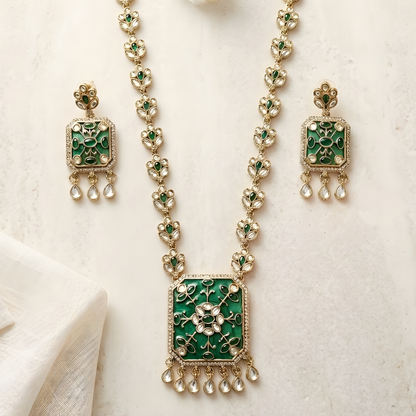 Kundan Polki Choker Necklace Set with Earrings
