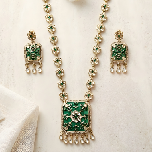 Kundan Polki Choker Necklace Set with Earrings