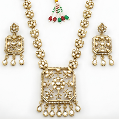 Kundan Polki Choker Necklace Set with Earrings