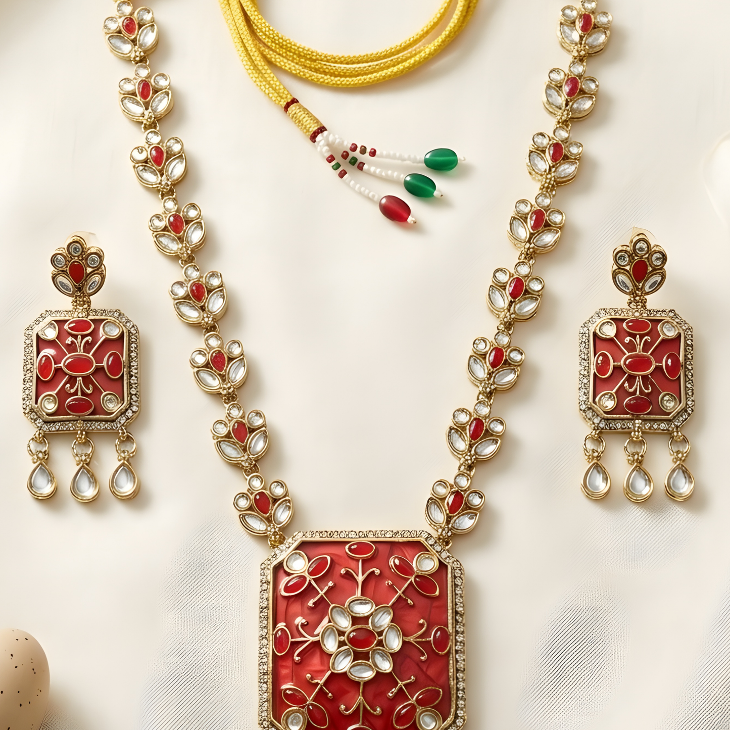 Kundan Polki Choker Necklace Set with Earrings