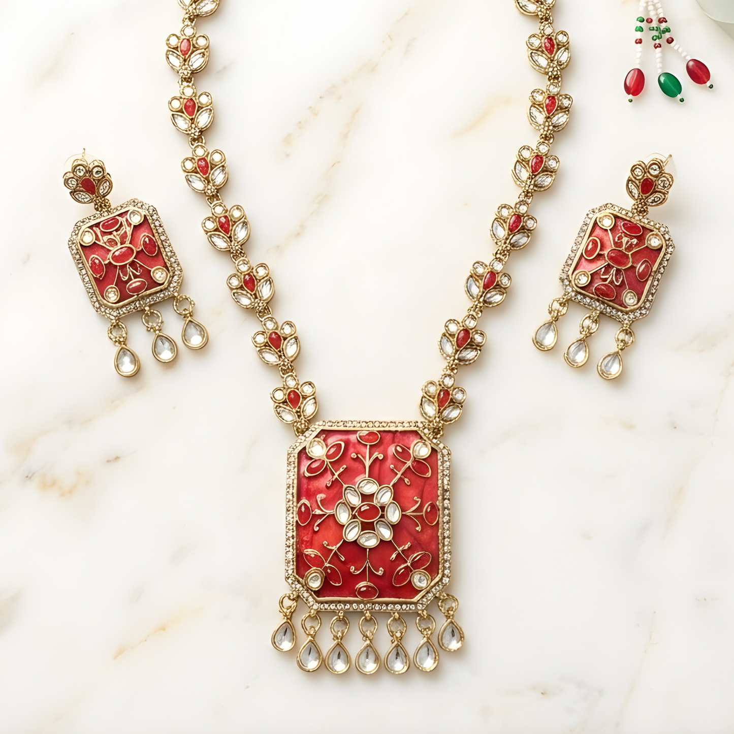 Kundan Polki Choker Necklace Set with Earrings