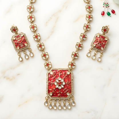 Kundan Polki Choker Necklace Set with Earrings