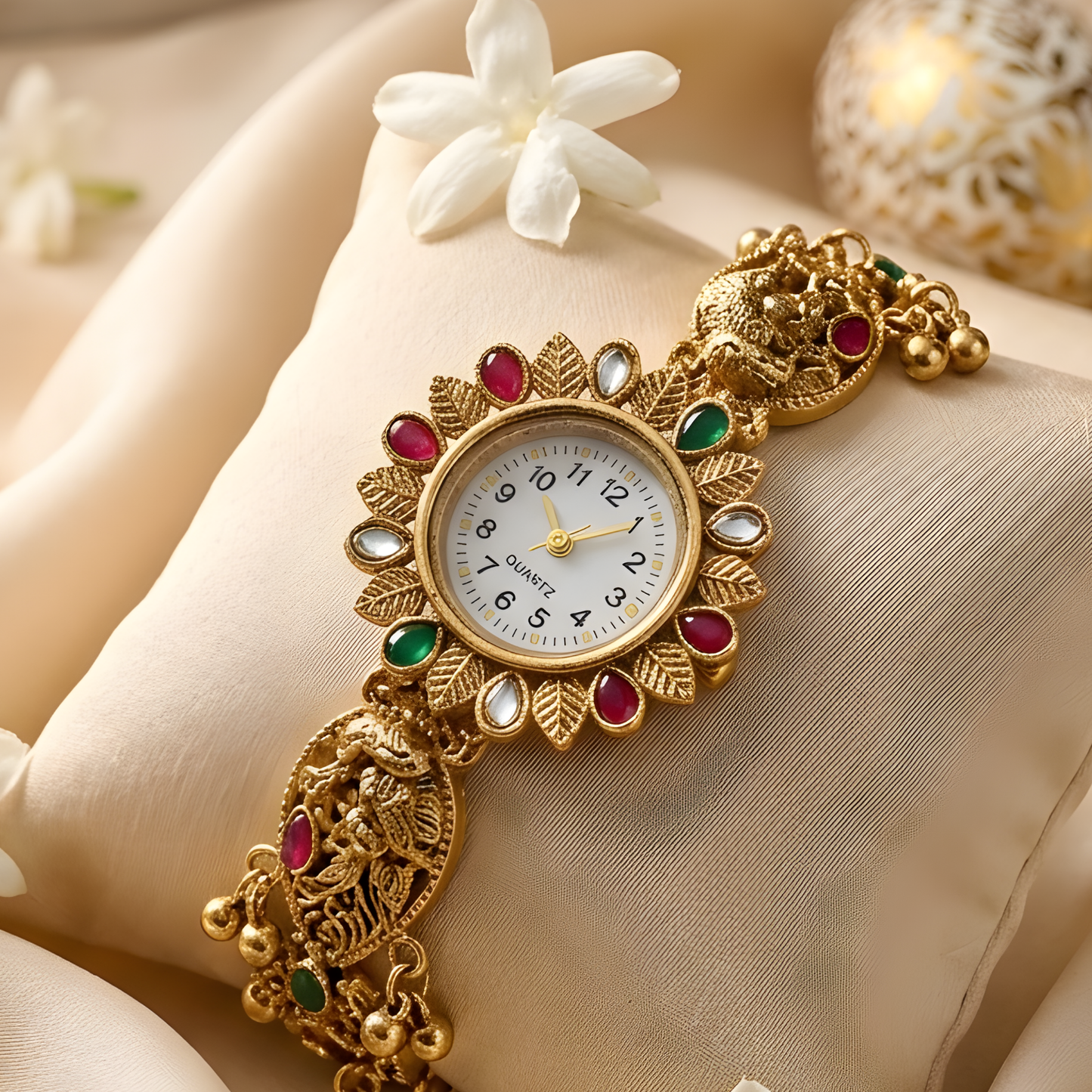 Kashmiri Kundan Bracelet Watch