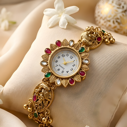 Kashmiri Kundan Bracelet Watch
