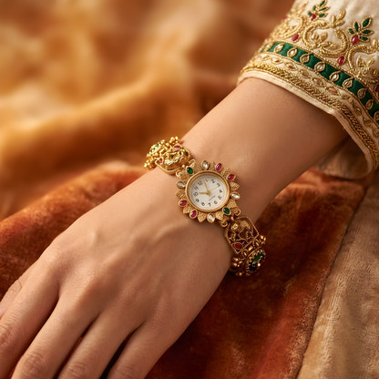 Kashmiri Kundan Bracelet Watch