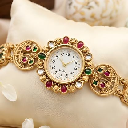 Kashmiri Kundan Bracelet Watch
