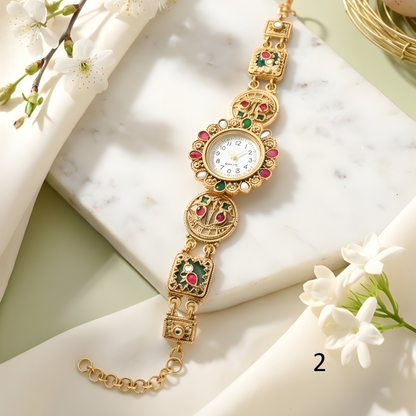 Kashmiri Kundan Bracelet Watch