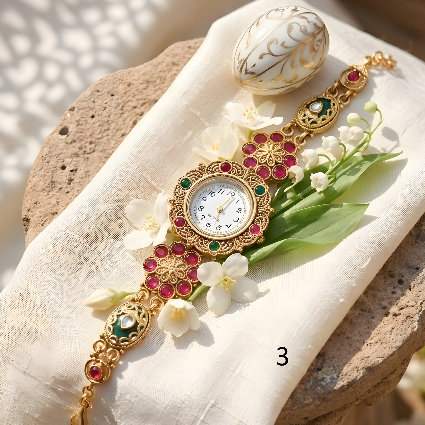 Kashmiri Kundan Bracelet Watch
