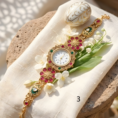 Kashmiri Kundan Bracelet Watch