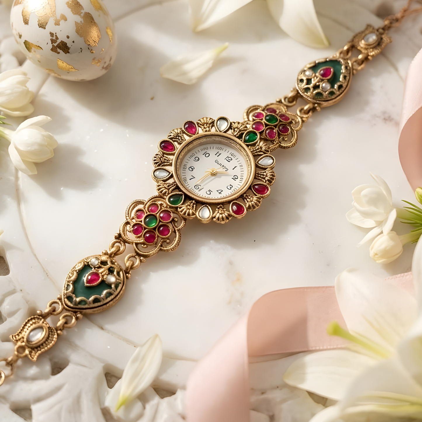 Kashmiri Kundan Bracelet Watch