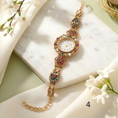 Kashmiri Kundan Bracelet Watch