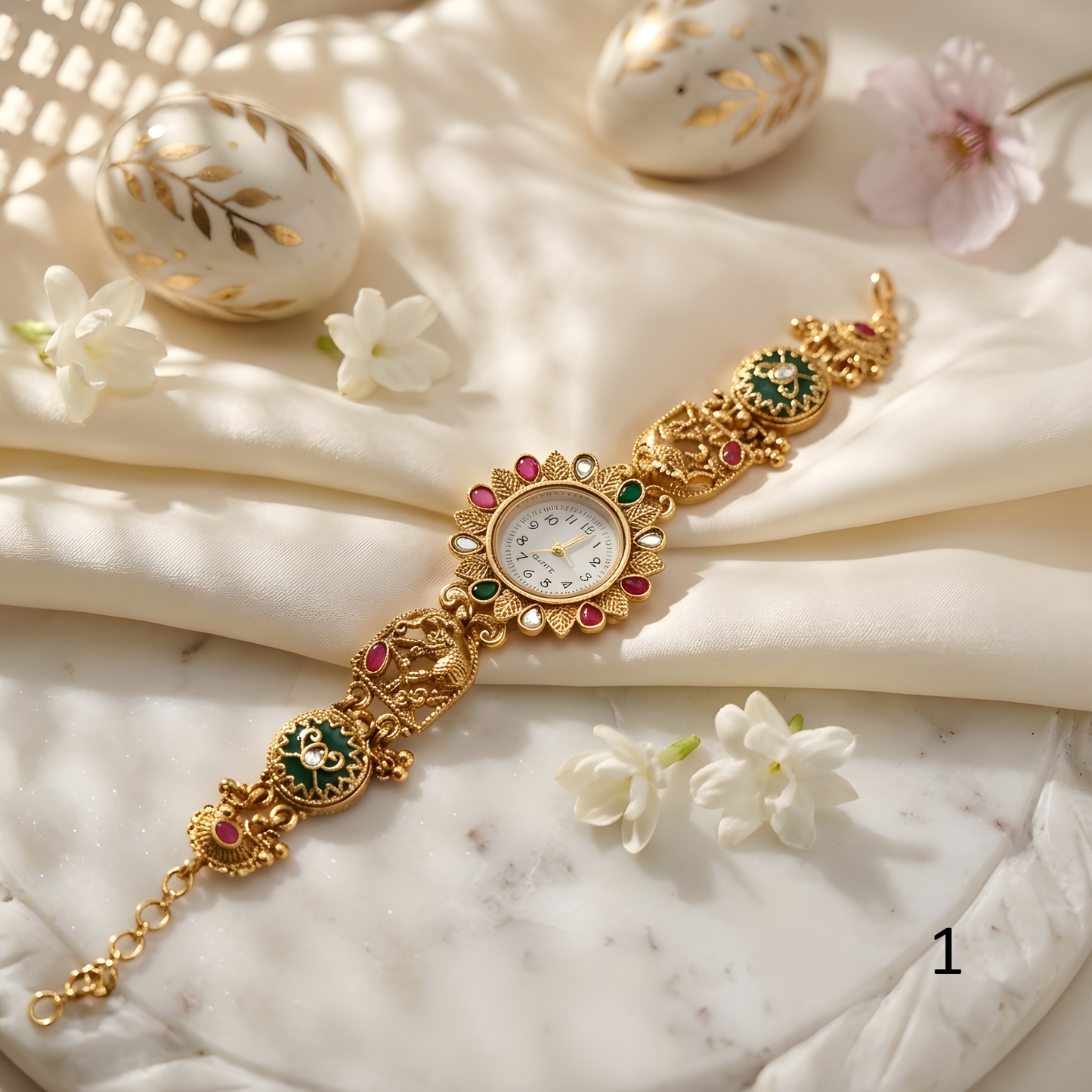 Kashmiri Kundan Bracelet Watch