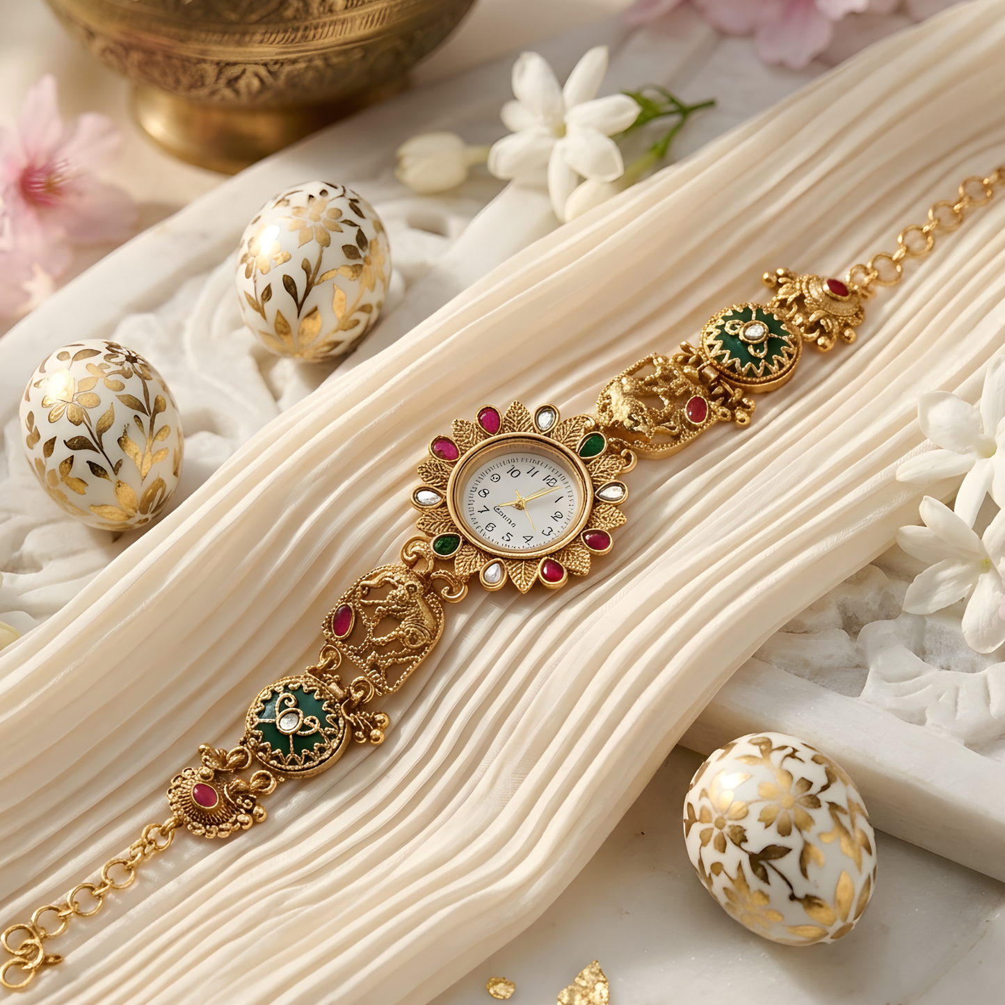Kashmiri Kundan Bracelet Watch