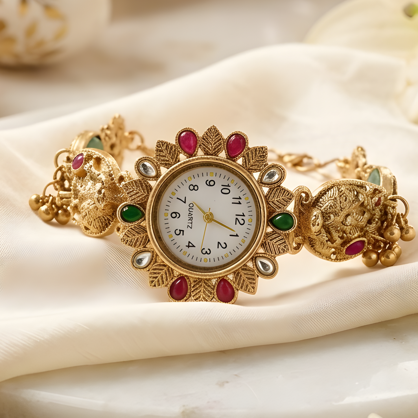 Kashmiri Kundan Bracelet Watch
