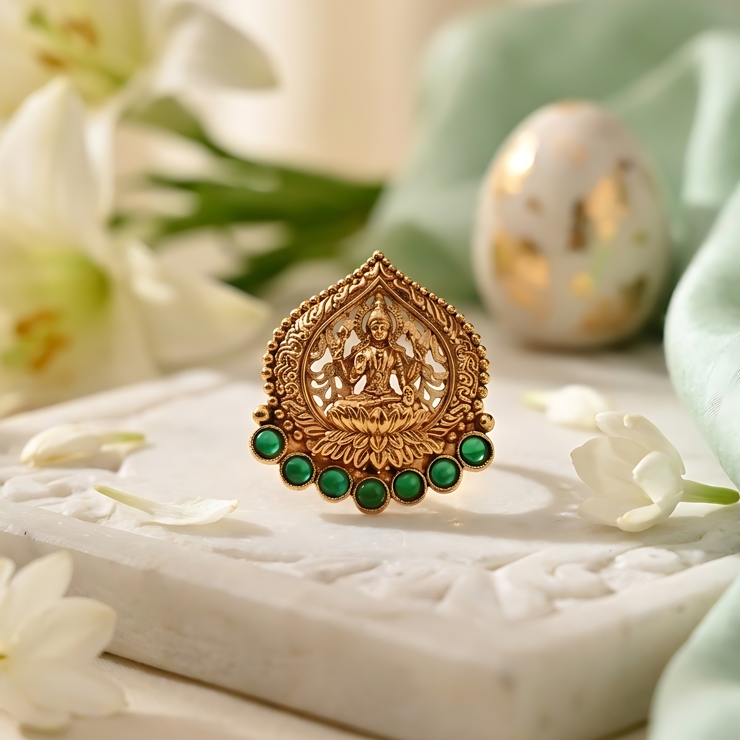 Gold Plated Lakshmi Temple Ring