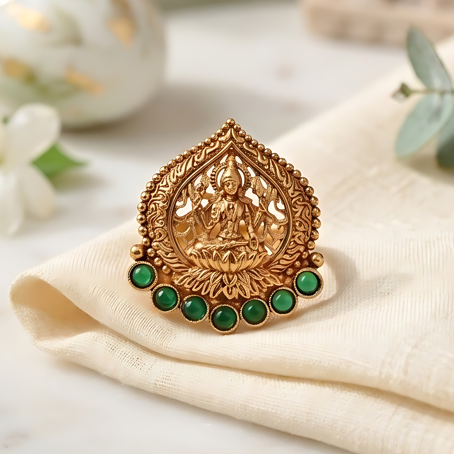 Gold Plated Lakshmi Temple Ring