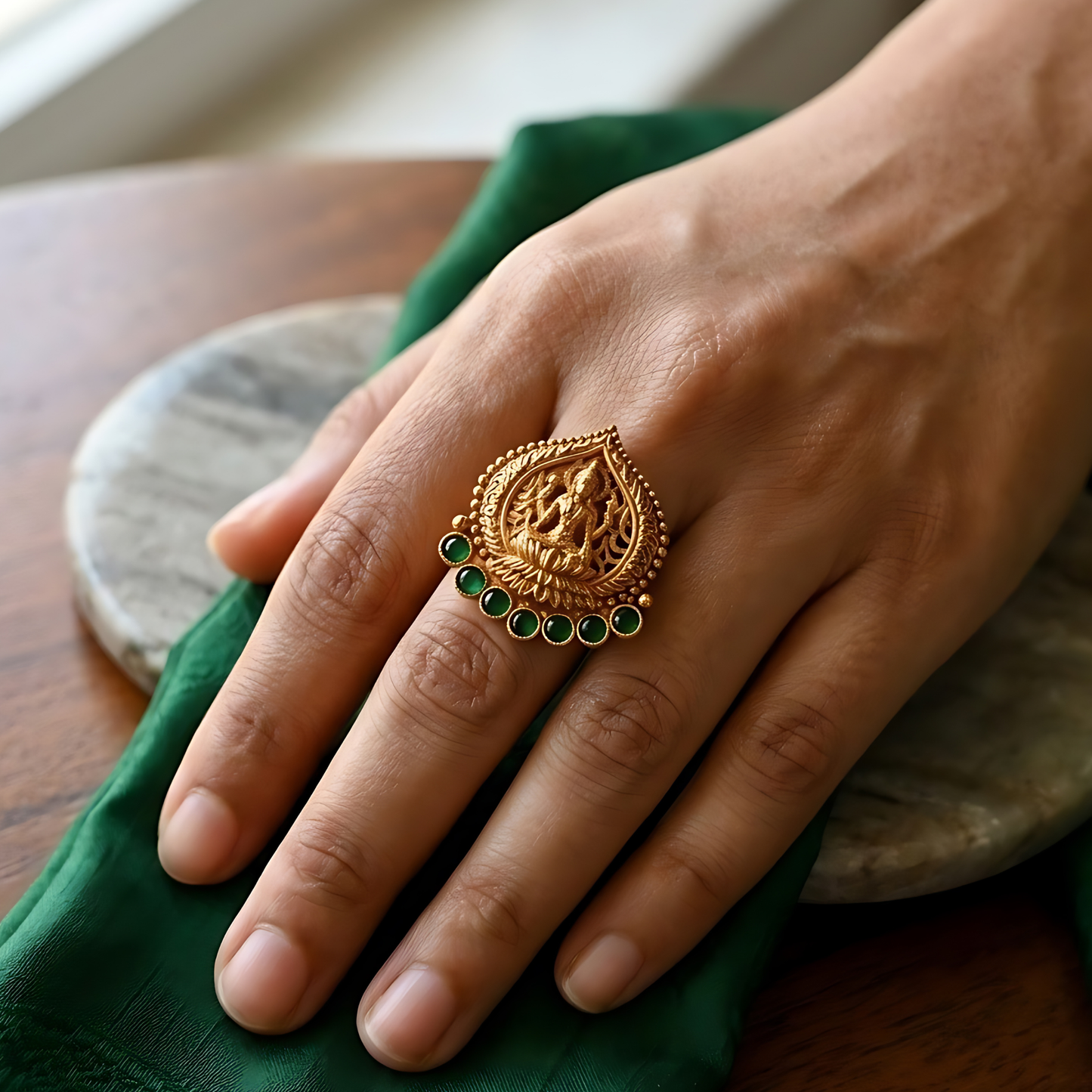 Gold Plated Lakshmi Temple Ring