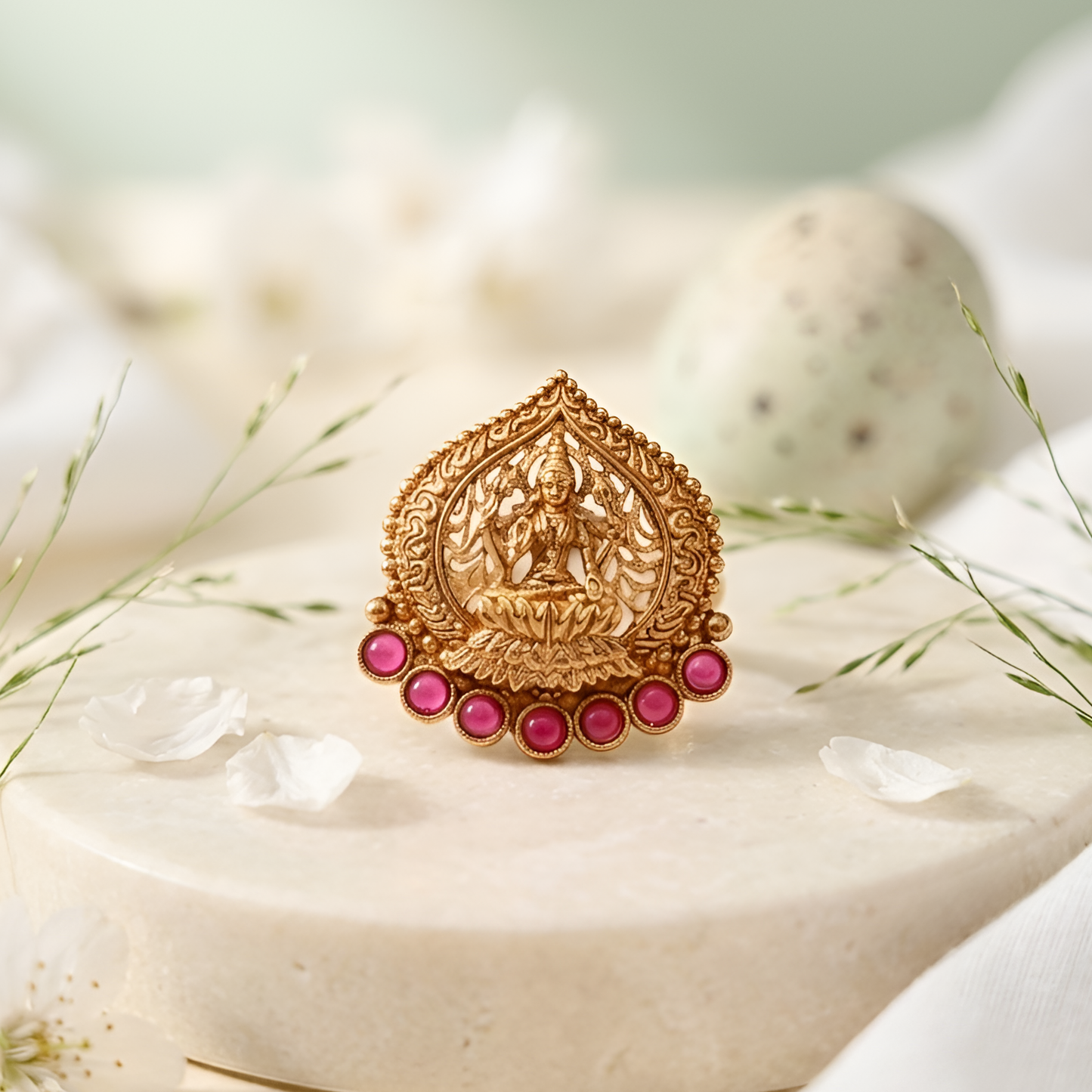 Gold Plated Lakshmi Temple Ring
