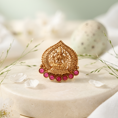 Gold Plated Lakshmi Temple Ring