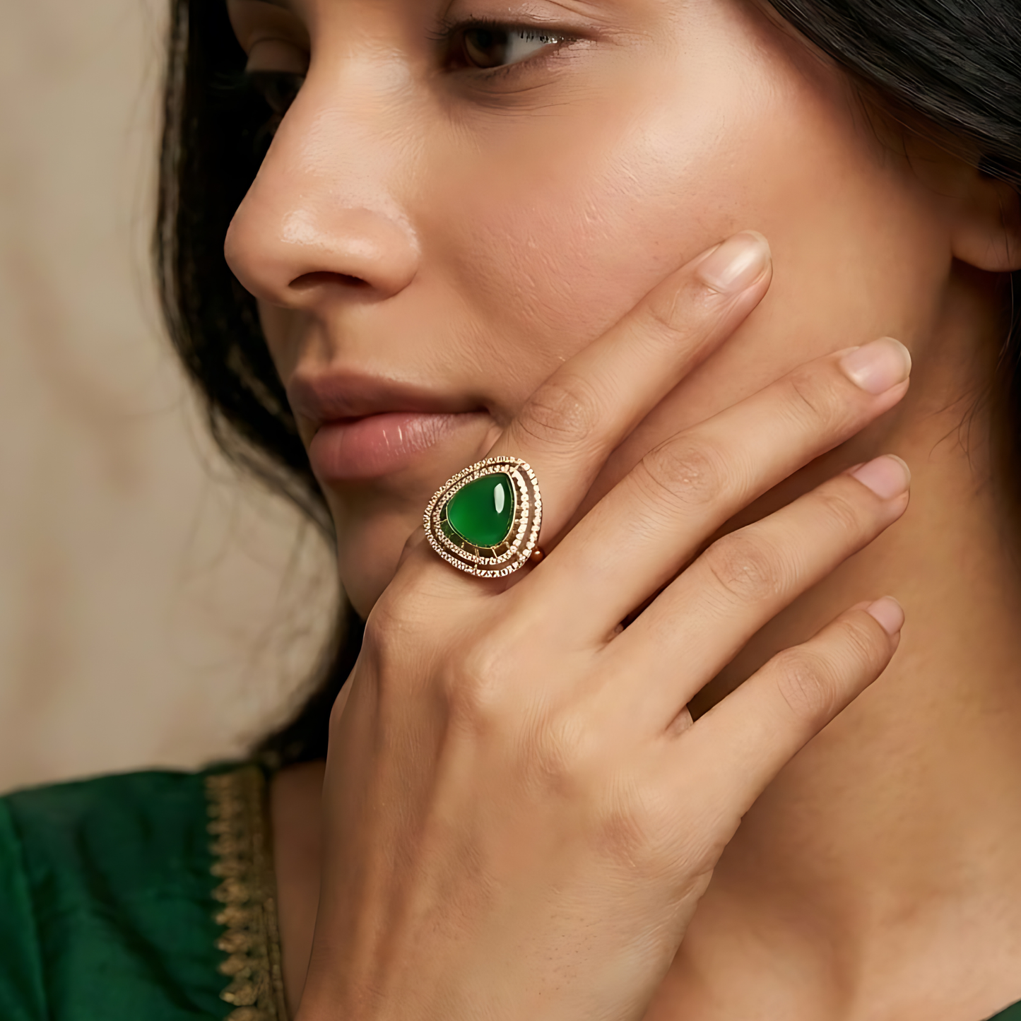 Teardrop Halo Cocktail Ring