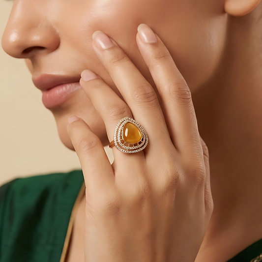 Teardrop Halo Cocktail Ring