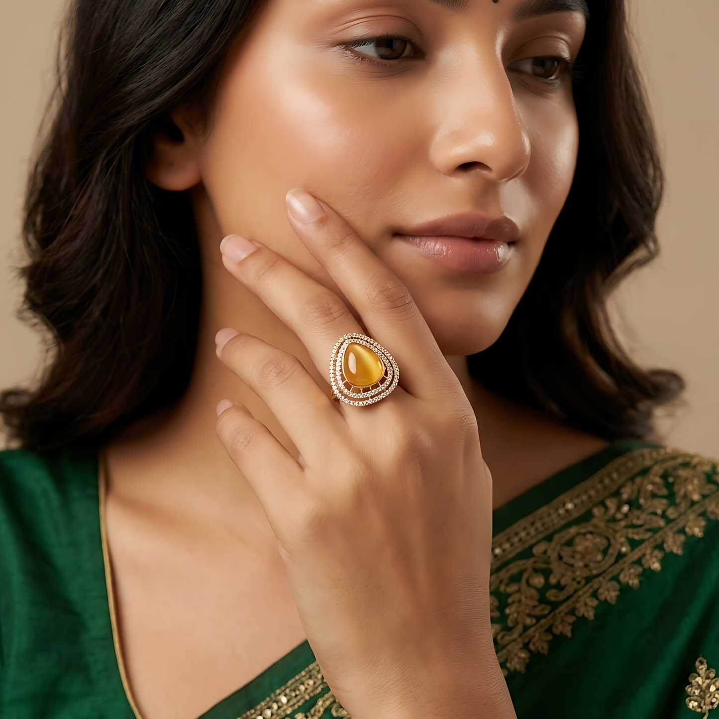Teardrop Halo Cocktail Ring