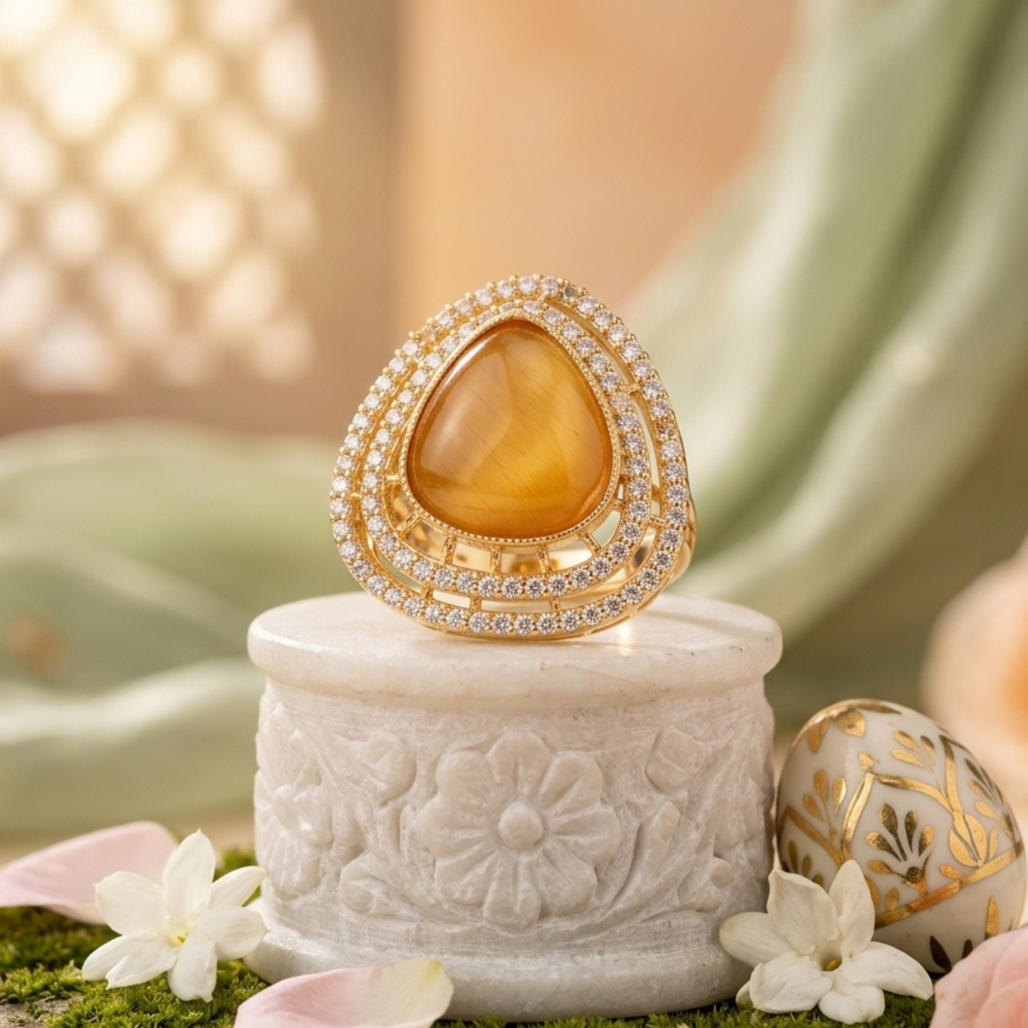 Teardrop Halo Cocktail Ring
