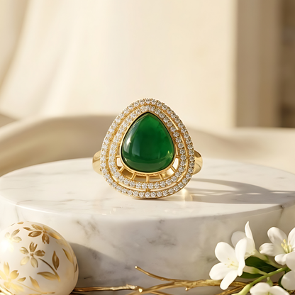 Teardrop Halo Cocktail Ring