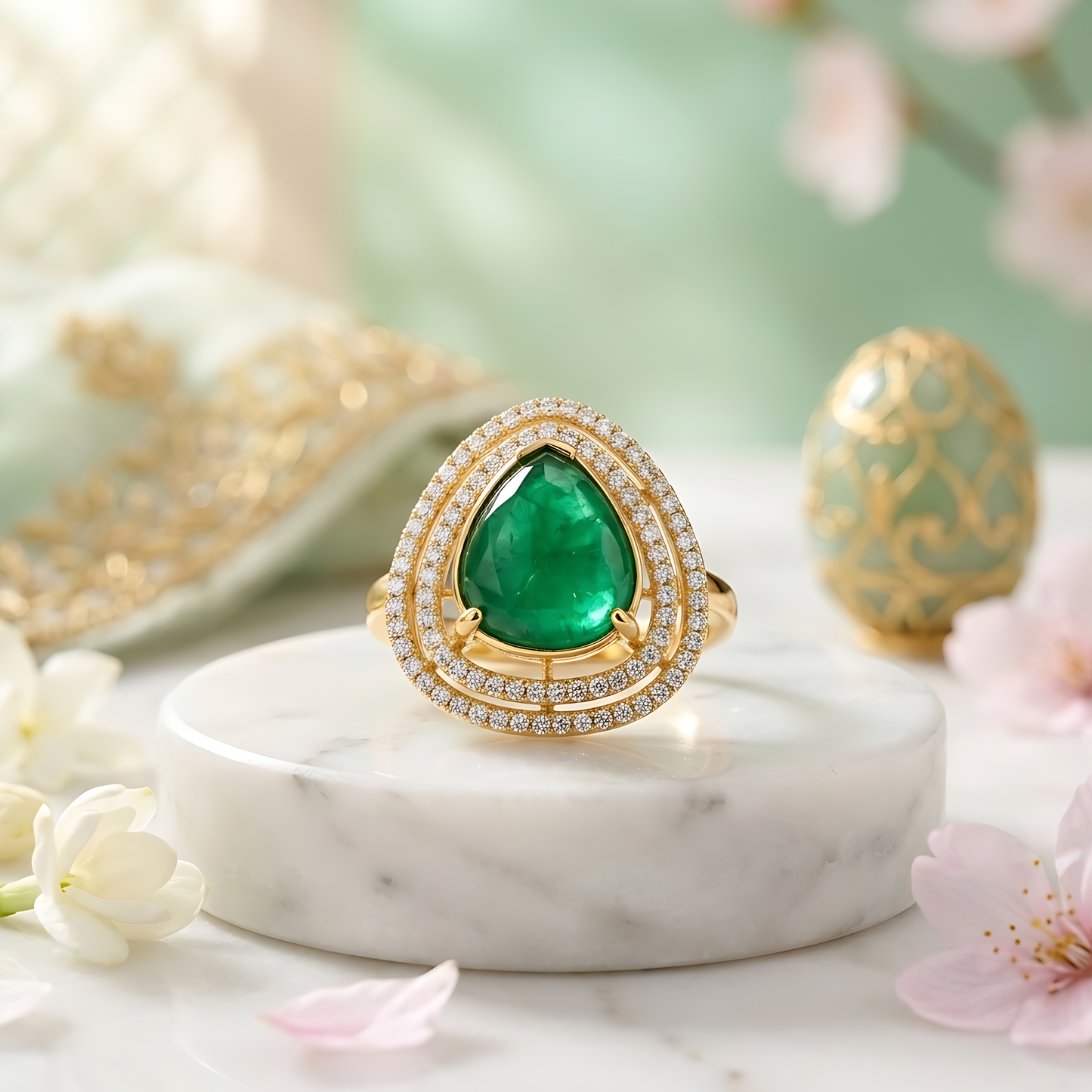 Teardrop Halo Cocktail Ring