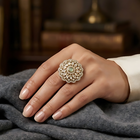 Floral Halo Kundan Polki Ring