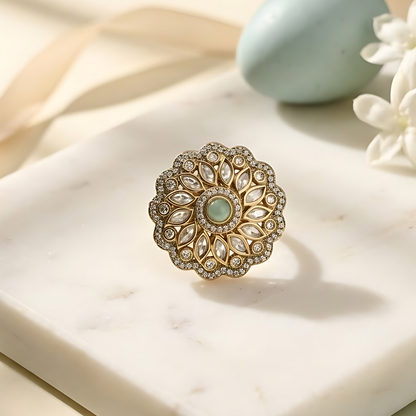 Floral Halo Kundan Polki Ring