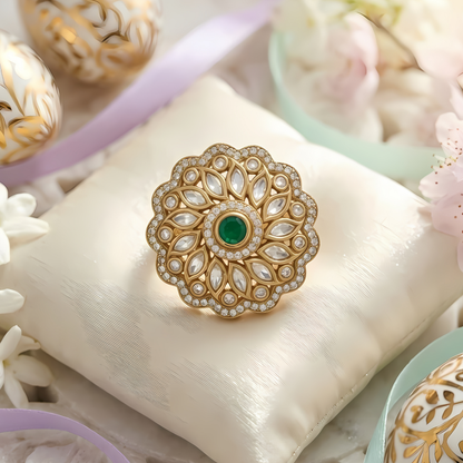 Floral Halo Kundan Polki Ring
