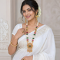 Multicolor Beaded Rani Haar With Earrings
