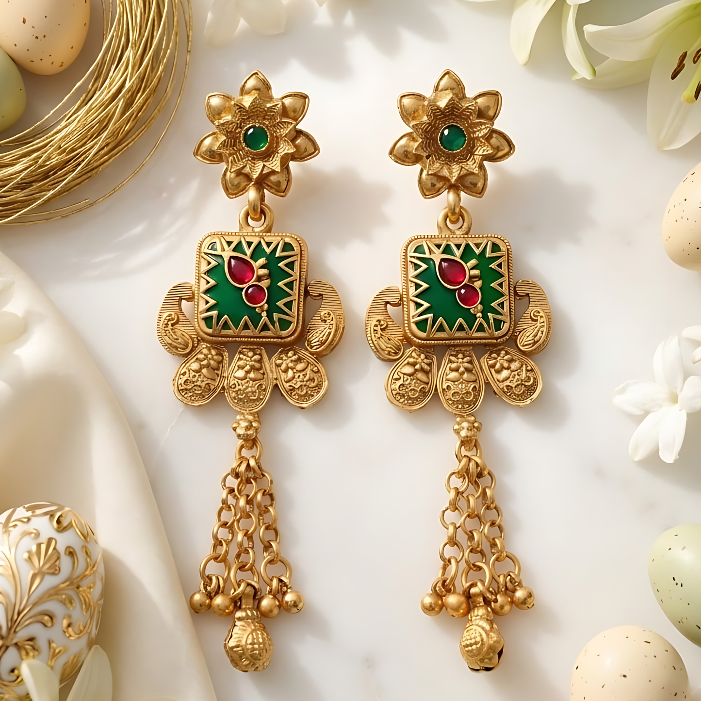 Multicolor Beaded Rani Haar With Earrings